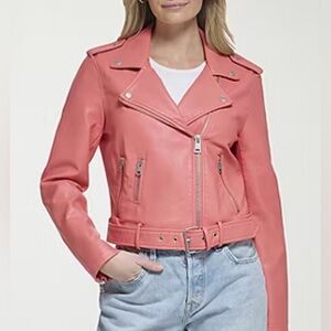 Levi's‎ Women’s Faux Leather Belted Midweight Motorcycle Jacket Size Small